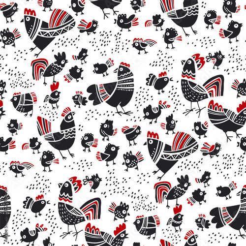 Fun folk Easter chicken sea...