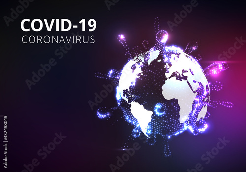 Coronavirus disease COVID-19 infection medical isolated. China pathogen respiratory influenza covid virus cells. Chinese coronavirus COVID-19 under the microscope. vector illustration