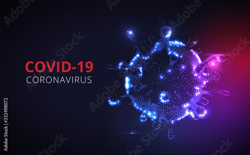 Coronavirus disease COVID-19 infection medical isolated. China pathogen respiratory influenza covid virus cells. Chinese coronavirus COVID-19 under the microscope. vector illustration