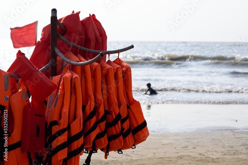 Life jacket on beach in Mumbai juhu  photo