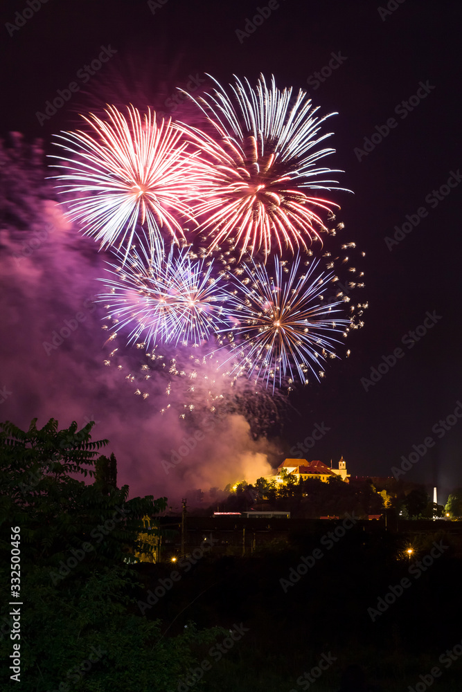 Firework above castle Spilberk at night – Brno Czech Republic. Firework above castle Spilberk at night – Brno Czech Republic.