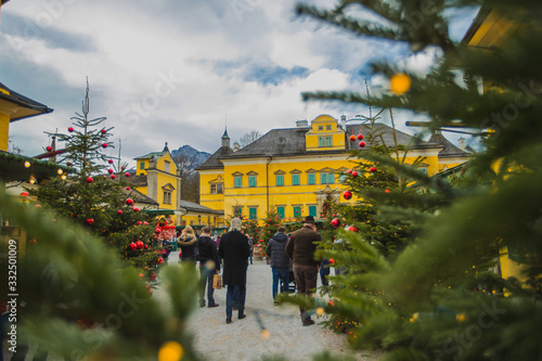 People in Heilbrunn palace during christkindl markt. photo