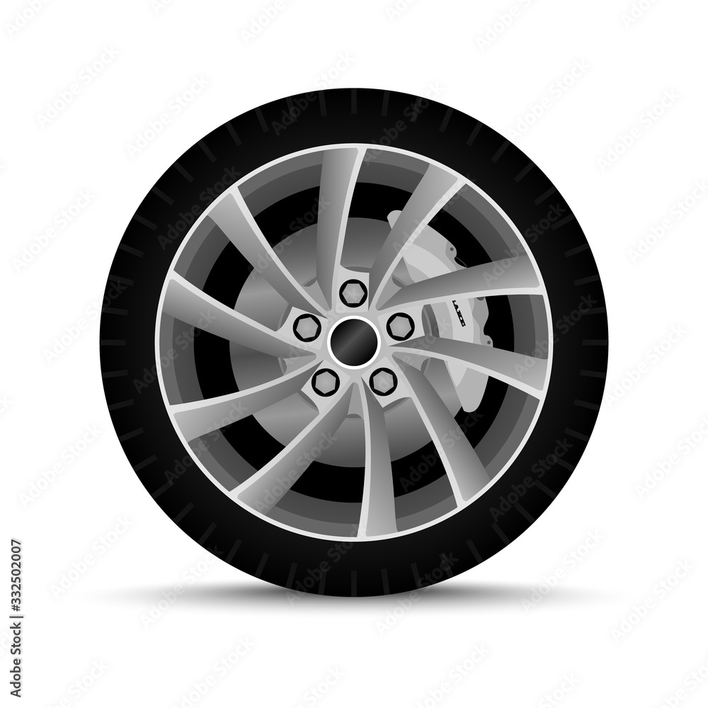 Fototapeta premium car wheel. tire with brake system