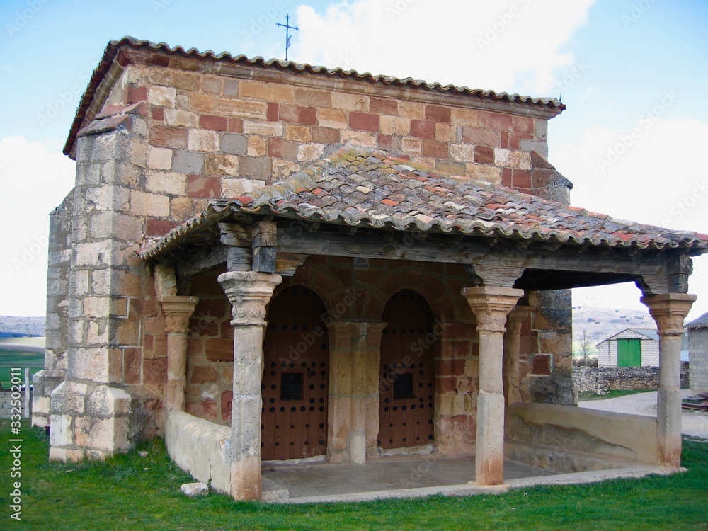 Small church amidst the tranquility of the countryside, in castilla y leon, spain