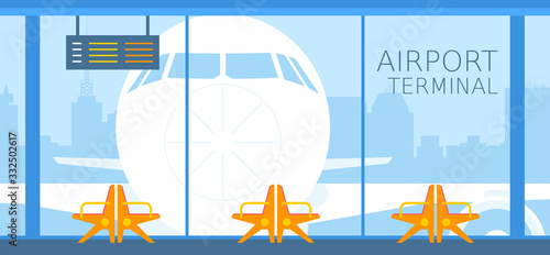 Airport terminal. Airport waiting room. Flat design. isolated on white background