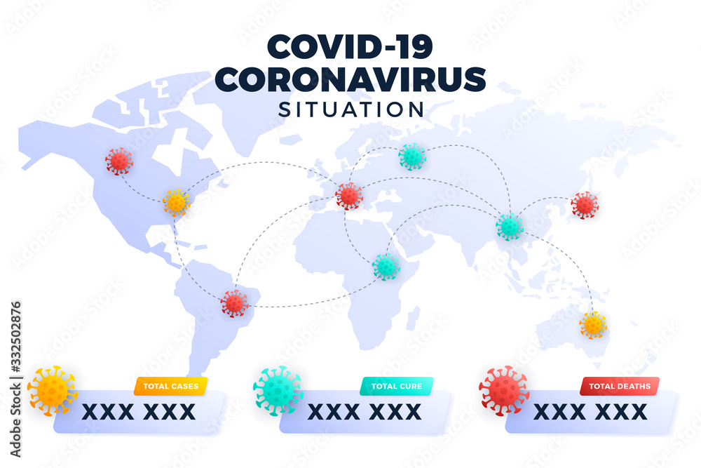 Covid-19, Covid 19 map confirmed cases, cure, deaths report worldwide globally. Coronavirus disease 2019 situation update worldwide. Maps and news headline show situation and stats background