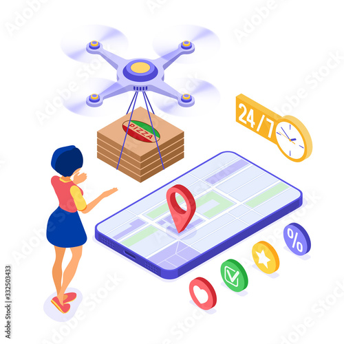 Drone delivery pizza online order