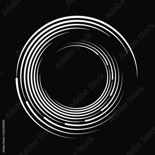 White different stripes in circle form. Geometric art. Trendy design element for frame, logo, tattoo, sign, symbol, web pages, prints, posters, template, pattern and abstract background