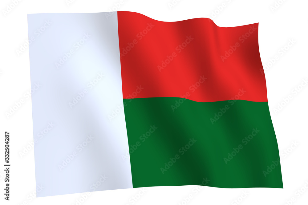 Madagascar Flag waving. Flag of Madagascar waving in the wind