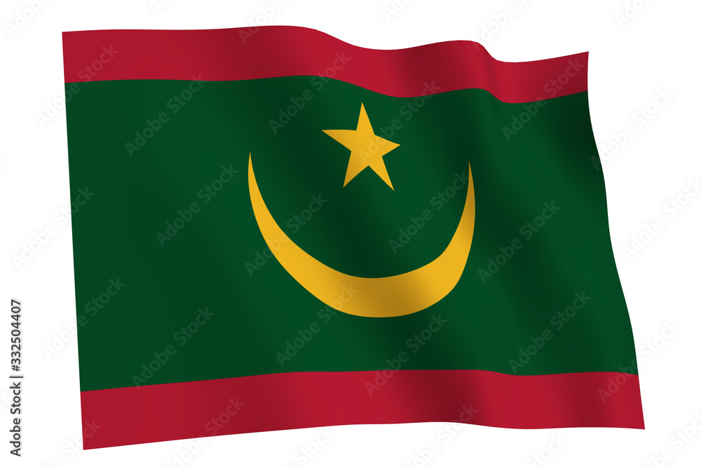 Mauritania Flag waving. Flag of Mauritania waving in the wind Mauritania Flag waving. Flag of Mauritania waving in the wind
