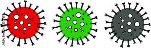Coronavirus Bacteria red,   gray, green Cell Icon, 2019-nCoV Novel Coronavirus Bacteria. Vector illustration image. isolated on white background.