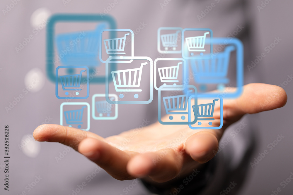 Shopping cart on digital tablet. Shopping online concept.. Shopping cart on digital tablet. Shopping online concept..