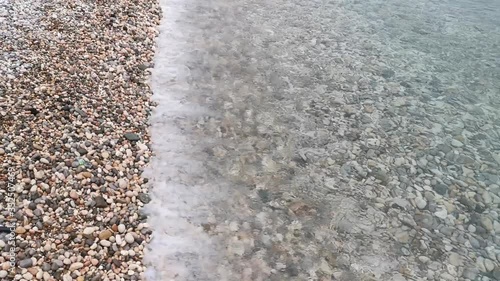 Wallpaper Mural Transparent sea water with pebbles top view 4K, natural natural sea background Torontodigital.ca