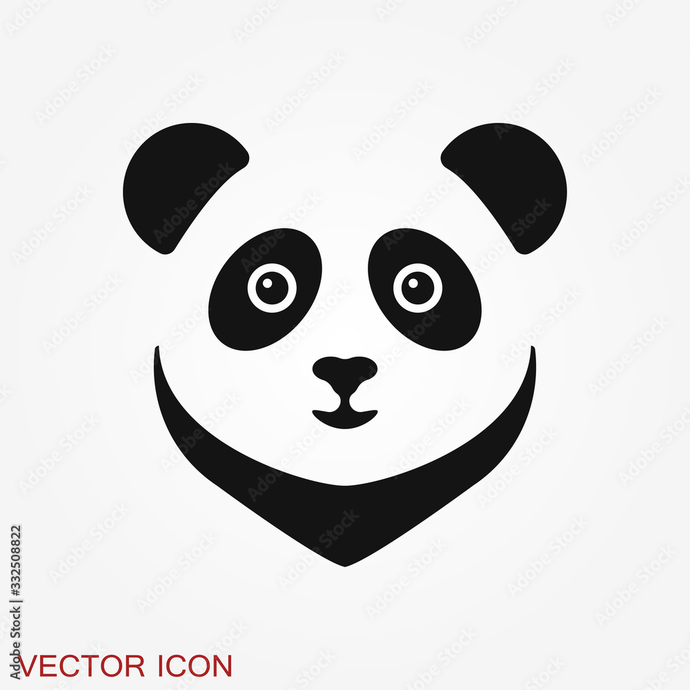 Panda icon. Vector image of a panda on background Panda icon. Vector image of a panda on background
