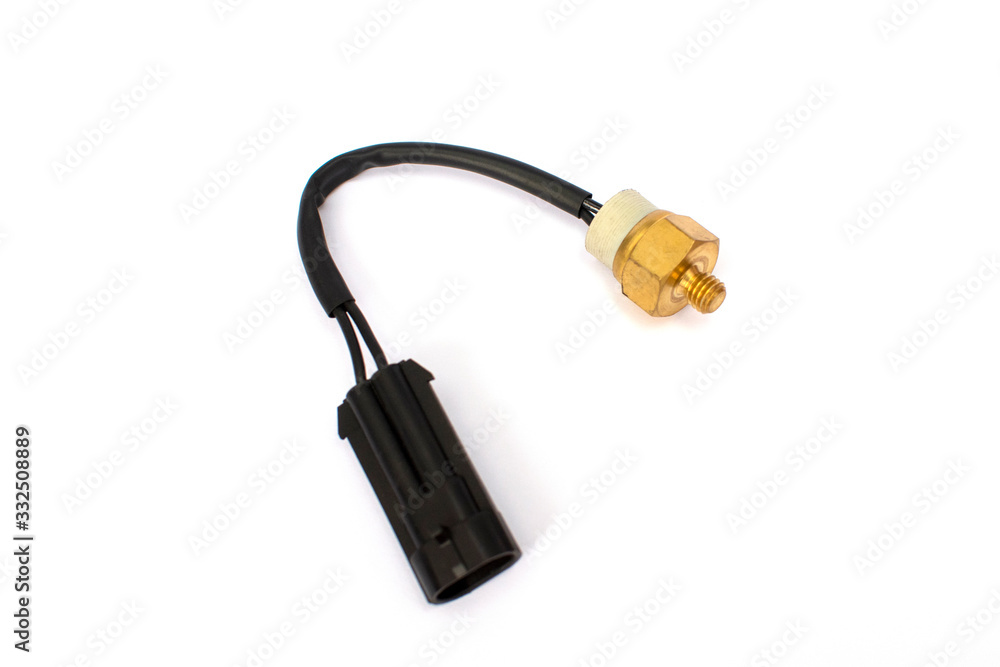 Car temperature sensor isolated white background. Spare parts. Car temperature sensor isolated white background. Spare parts.