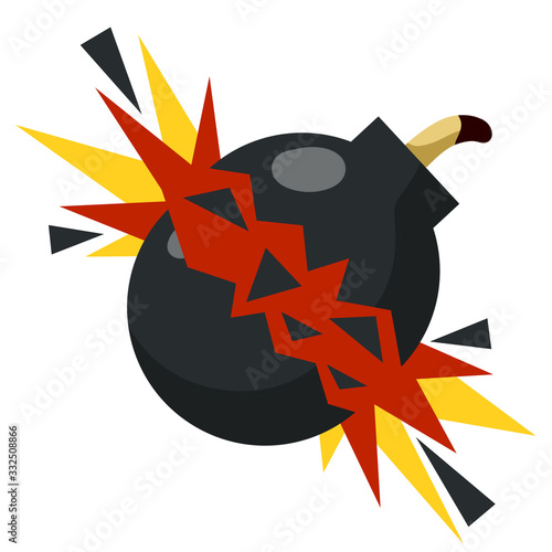 Flat Vector Bomb blast Icon and explosion.
