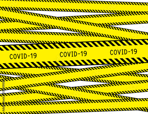 Coronavirus disease. Warning stripes. © rootstocks