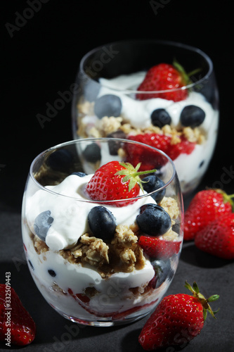 Yogurt with fresh berry and granola
