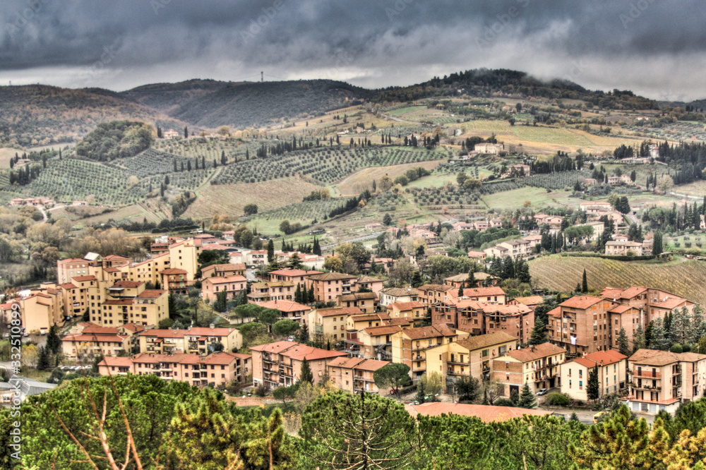 Tuscany, Italy traditional landscape from San Gimignano old town