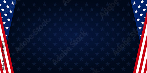 USA banner background. Vector of abstract USA style design element background, with blue, red and white colors. Copy space available for text.