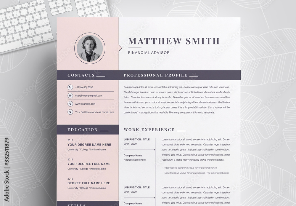 Resume and Cover Letter Layout Set with Tan Sidebar Element Stock ...