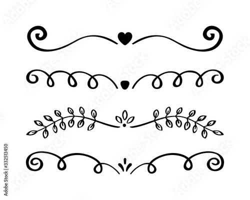 Ornament hand drawn divider collection. Vintage lines and borders. Doodle design elements. Vector illustration