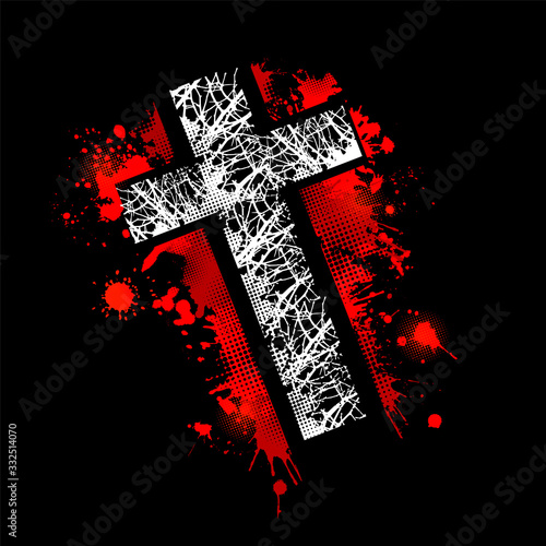 Cross from blood stains. Happy Easter. Vector illustration