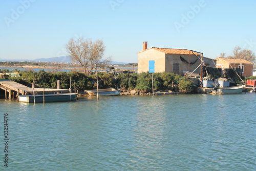 Fishing village in Villeneuve les Maguelone, a seaside resort in the south of Montpellier, Herault, France