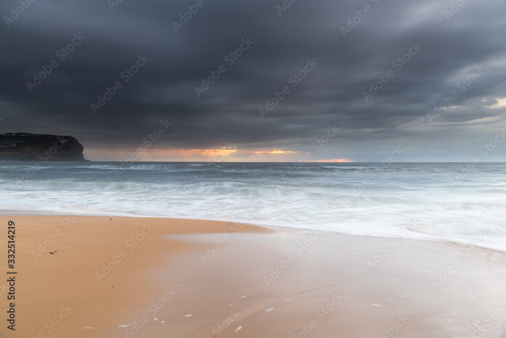 Sunrise Seascape and Rain Clouds