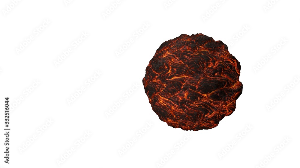 Heißer glühender Planet vor weißem Hintergrund. Hot glowing planet on white background. Illustration, 3D Heißer glühender Planet vor weißem Hintergrund. Hot glowing planet on white background. Illustration, 3D