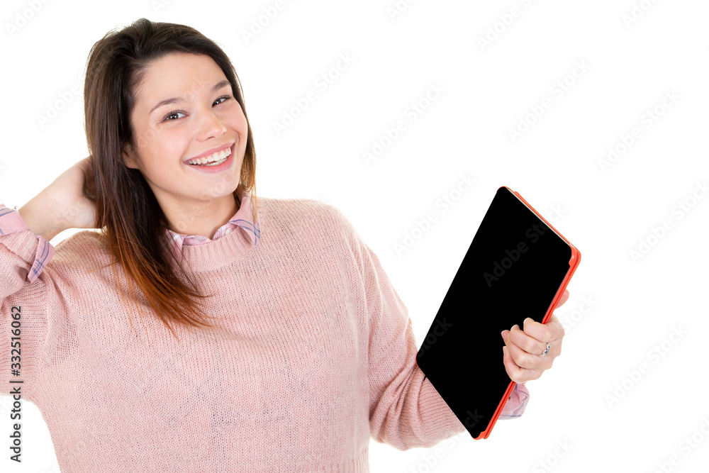woman hand showing using modern digital tablet with blank black screen for your text message mock-up of template tablet pc woman hand showing using modern digital tablet with blank black screen for your text message mock-up of template tablet pc