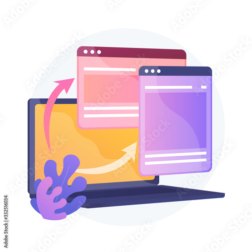 Website responsive design development. Computer, laptop software programming. Web optimization. Cross platform Internet site creating. Vector isolated concept metaphor illustration
