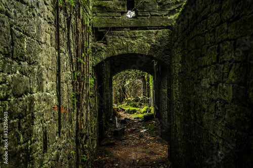 Path through the old mysterious ruins