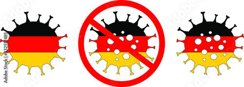 Novel coronavirus (2019-nCoV, COVID-19). Concept of coronavirus quarantine. 2020. No Infection   Bacteria Coronavirus  Dangerous Coronavirus Cell in germany Isolated Vector Icon.