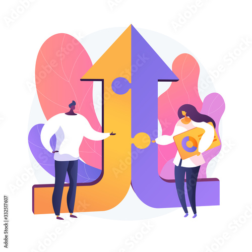 Coworkers cartoon characters. Effective collaboration, coworkers cooperation, teamwork. Colleagues discussing solution. Successful interaction. Vector isolated concept metaphor illustration