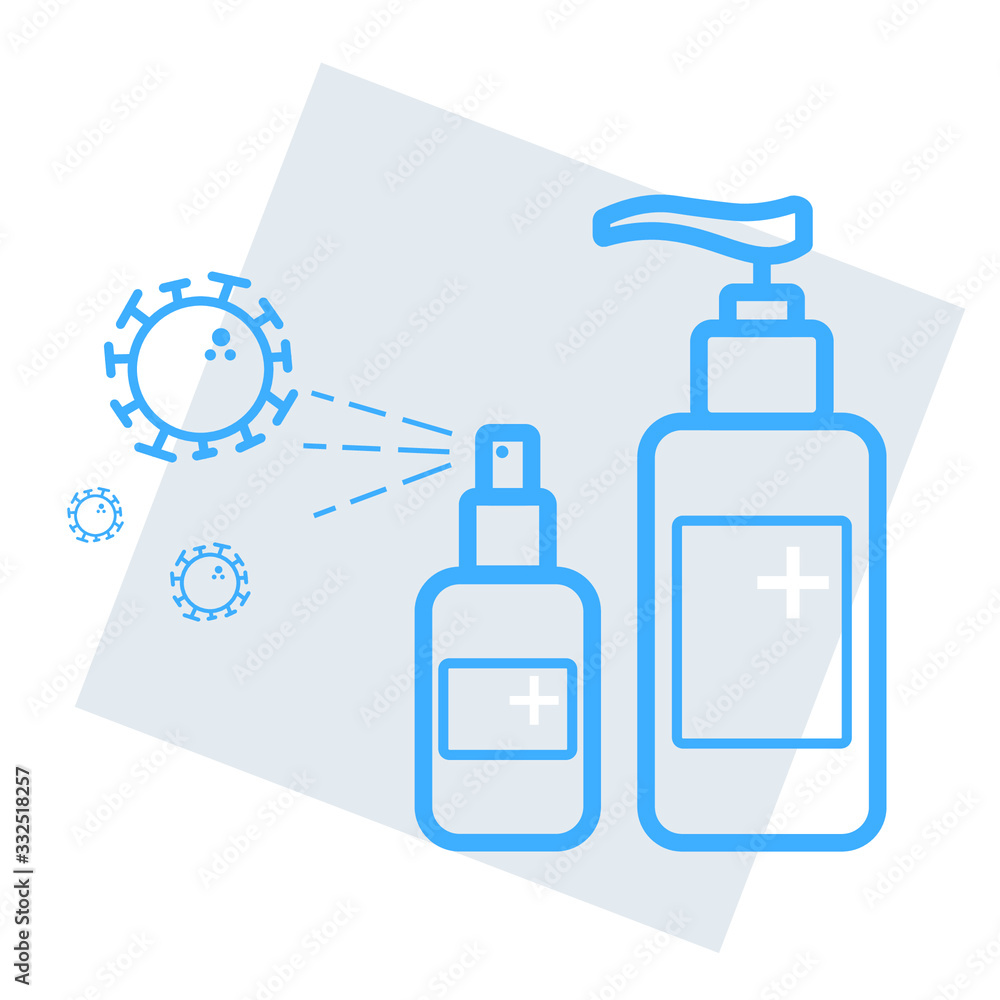 Sanitizer icon. disinfection of hands and surfaces from viruses and germs. stop the spread of coronavirus. observe hygiene with an antiseptic Sanitizer icon. disinfection of hands and surfaces from viruses and germs. stop the spread of coronavirus. observe hygiene with an antiseptic