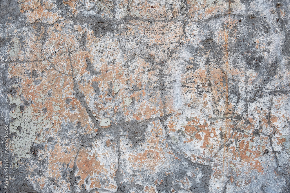 old aged gray concrete wall with white and beige paint stains and scratches. rough surface texture old aged gray concrete wall with white and beige paint stains and scratches. rough surface texture