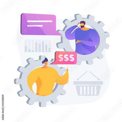 Customer support service. Online helpdesk, client helpline, hotline call. Technical support center operator consulting user, telemarketing buyer. Vector isolated concept metaphor illustration