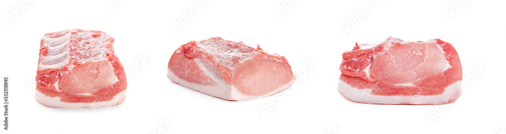 Uncooked pork, isolated on white background