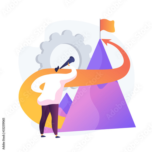 Company mission statement. Business goals setting, enterprise tasks, corporate aspirations. Core company commitments, professional opportunities. Vector isolated concept metaphor illustration
