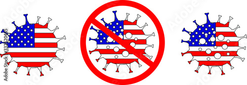 Novel coronavirus (2019-nCoV, COVID-19). Concept of coronavirus quarantine. 2020. No Infection   Bacteria Coronavirus  Dangerous Coronavirus Cell in USA Isolated Vector Icon.