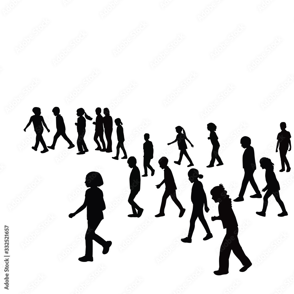 children walking body silhouette vector
