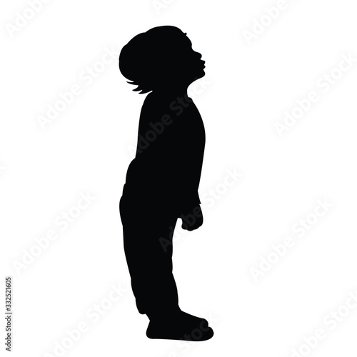 a boy lookig up, silhouette vector