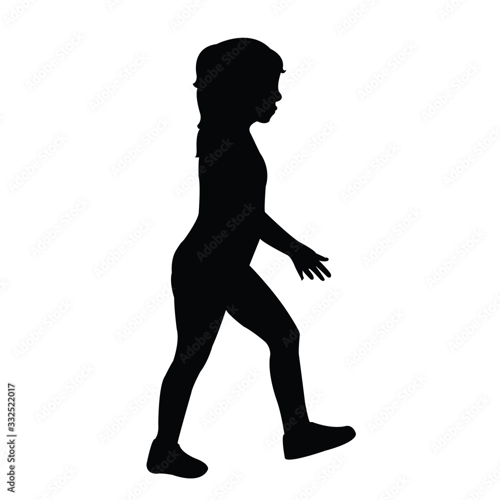 a girl walking body silhouette vector