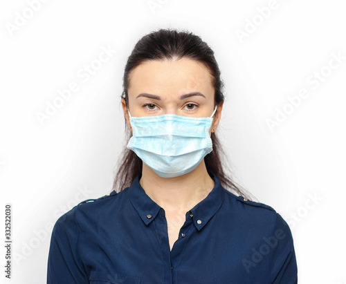 Coronavirus and Air pollution pm2.5 concept. Woman wearing mask for protect pm2.5 . Coronavirus and epidemic virus symptoms.