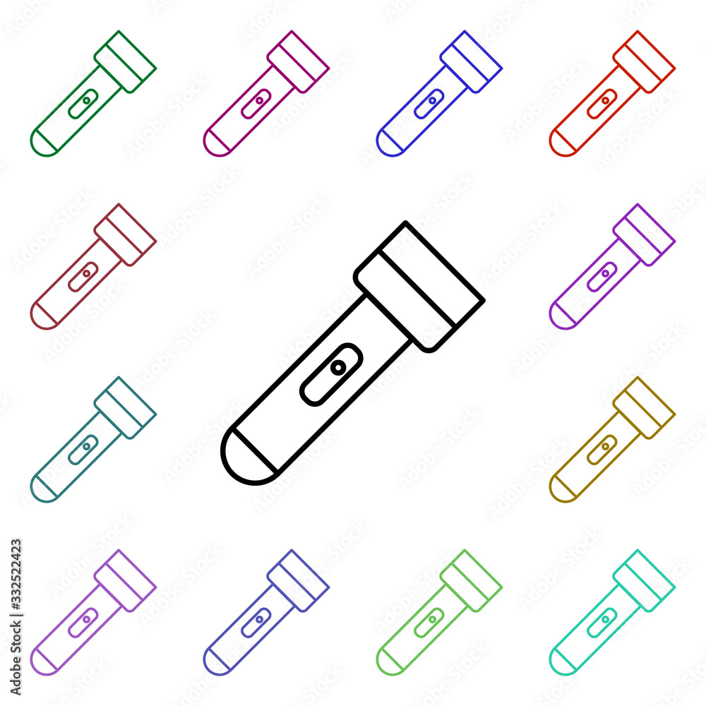 Lamp line multi color style icon. Simple thin line, outline vector of camping icons for ui and ux, website or mobile application Lamp line multi color style icon. Simple thin line, outline vector of camping icons for ui and ux, website or mobile application