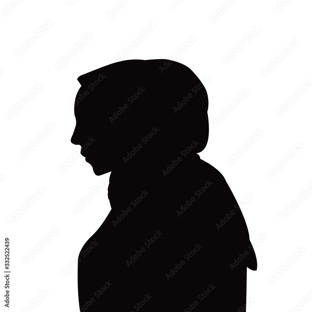 a woman with scarf, head silhouette vector