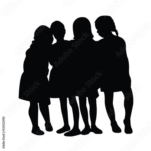 girls together, silhouette vector