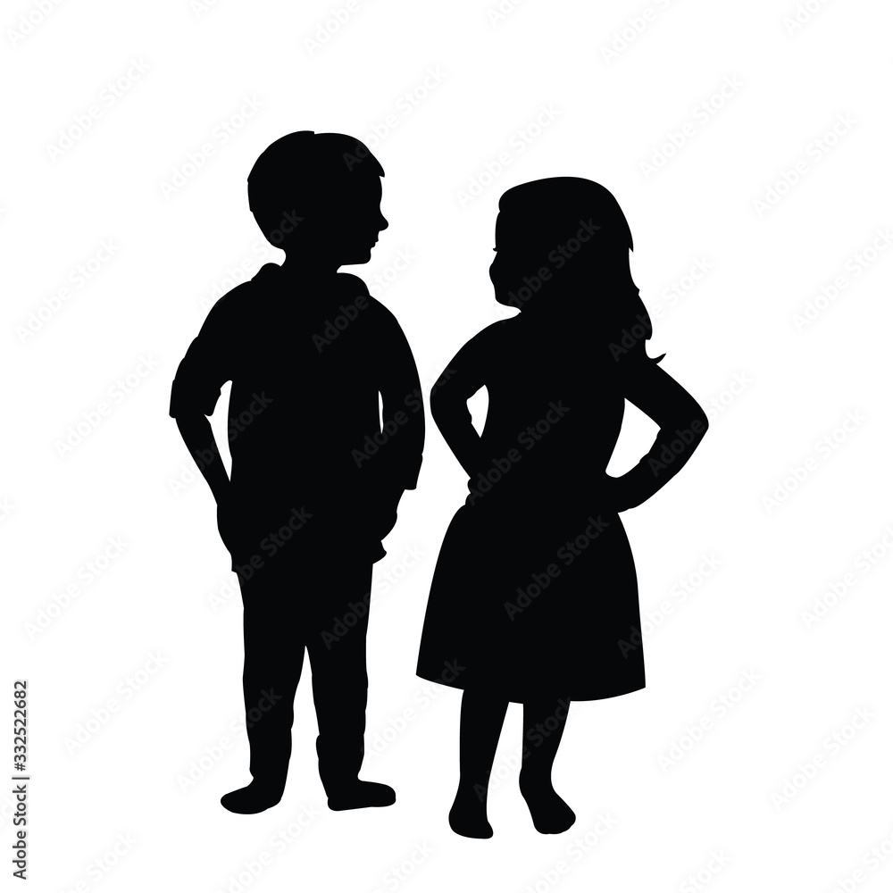 boy and girl body silhouette vector