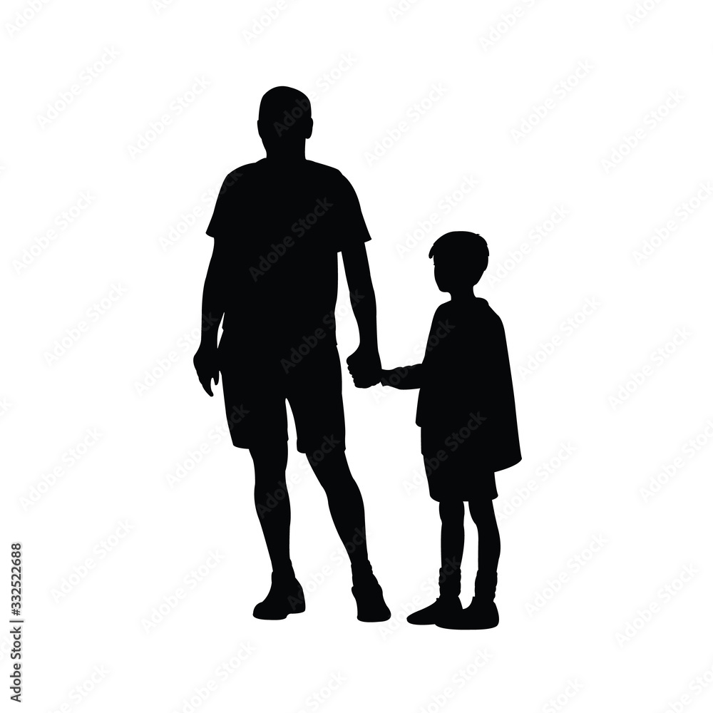 a father and son together, silhouette vector a father and son together, silhouette vector